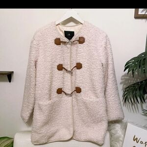 Cozy Cream Teddy Jacket with Toggle Closures